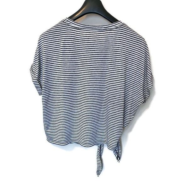 CALVIN KLEIN NWOT Striped Cropped Tie-Hem Top - Picture 4 of 6